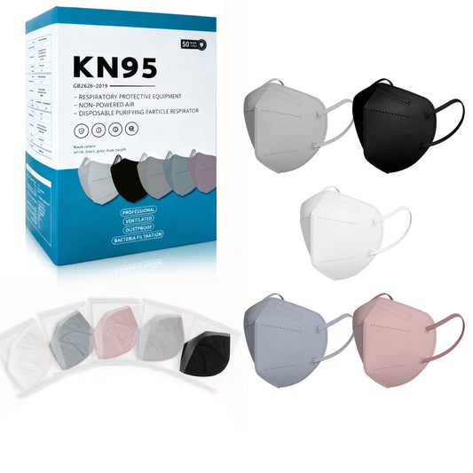 Aixiqee KN95 50-pack, 5-layer protection, dustproof, breathable, comfortable disposable adult masks.